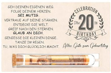 Geburtstag Geschenk,20.Holz Geburtstag und Reagenzglas Geburtstags Geld Gutschein Verpackung Geschenkverpackung für Mädchen Jungen Geschenkset