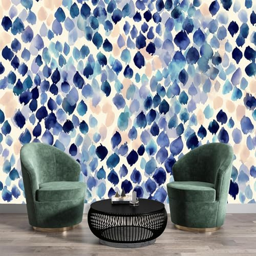 Carta da parati fotografica Stampa Leopardata Astratta Dipinto Ad Acquerello 150 x 105cm Seta Murale Decorazione Soggiorno Camera De Letto Sala Ufficio Poster Design Carta per pareti Blu Beige