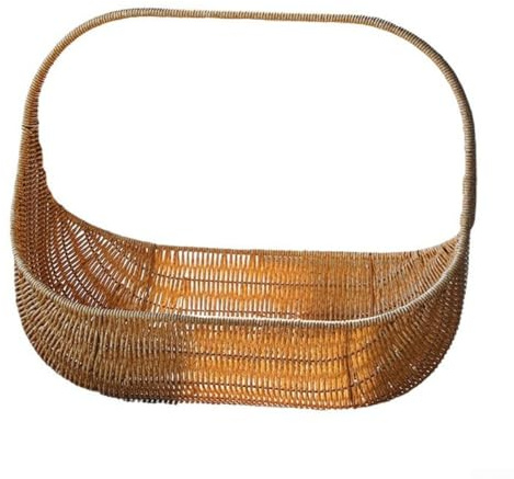 Corbeille à pain en rotin ABS tissé à la main Plateau à fruits couleur café Grand bol à pain Panier de table de cuisine Panier de service rustique 37 x 29 cm Panier de rangement pour la maison
