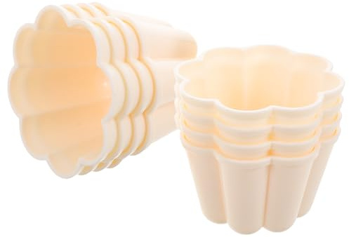 LALADEFIEE 8 Stück Blumenförmiges Pudding und Kuchenform aus Kunststoff mit Deckel Kleiner Backform für Hausgemachte Desserts zum Backen und Einfrieren
