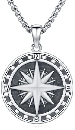 ZIPPICE kompass kedja 925 sterlingsilver kompass berlock halskedja avslutning present årsdag smycke present för kvinnor män med kedja av rostfritt stål