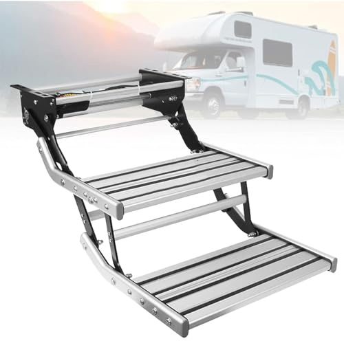 Marchepied Électrique For Camping-Cars, Marches D'escalier Électriques Rétractables Pour Camping-car Plateforme En Aluminium Antidérapante Pour Caravanes Et Fourgons Aménagés(24V,Double Layer Step)