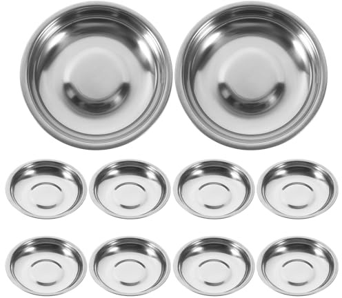 Lurrose Mini Piatti in Acciaio Inox 10 Pezzi per Salse e Antipasti, Piattini per Intingere e Condire, Adatti a Eventi e Preparazioni Culinarie