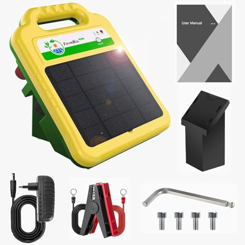 230V Solar Weidezaungerät 16 km weidezaun Solar Elektrozaun Komplettset mit Akku zum Gärten und Grundstücken,IP55 Wasserdicht 8KV 0,2J Solar Zaungerät für Pferde,Hühner,Kühe, Schafe,Geflügel & Vieh