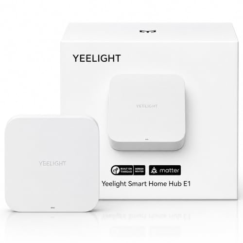 YEELIGHT E1 Smart Home Hub, contrôleur mat et routeur frontière de fil pour jusqu'à 150 appareils, domotique, failover cloud, orienté sur la confidentialité, compatible avec Apple Home, Alexa, Google