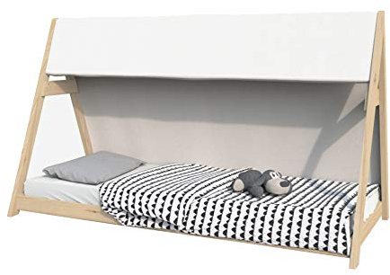 WEBER INDUSTRIES Cama de Cabana Tipi 70 x 140 cm + 1 Lienzo + 1 somier/Natural