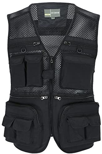OlyljpinZ Herren Outdoor Anglerweste Casual Mesh Weste Schnelltrocknend Multifunktions Weste Arbeit Reise Fotografie Ärmellos Jacke mit Vielen Praktischen Taschen