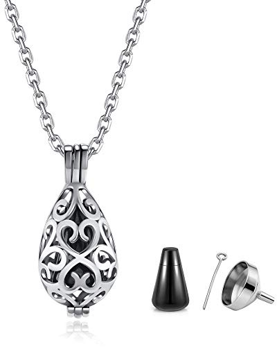 JSDDE Memorial Urnen Anhänger Halskette Partone Anhänger für Asche Haare Nagel Locket Anhänger Gedenken Charms Anhänger Kette mit Trichter füllen Kit
