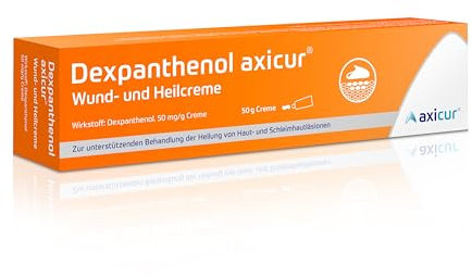 Dexpanthenol axicur Wund- und Heilcreme 50 mg/g, fördert die Wundheilung bei oberflächlichen Hautverletzungen, unterstützt den Heilungsprozess von Haut- und Schleimhautläsionen, 50g