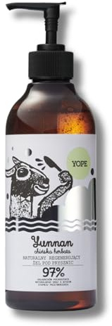 YOPE - Gel de Ducha Natural Té Chino Yunnan - Gel de Baño Hidratante y Refrescante con Extracto de Té Verde Vitaminas B C K P - Vegano Dermatológicamente Testado Limpieza Suave Aroma Fresco - 400 ml