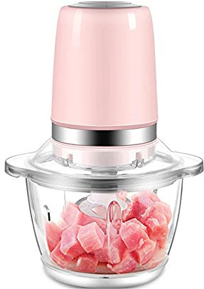 SMSOM Food Processor, Small Chopper - Electric Food Chopper with Glass Bowl for Vegetables, Onion, Garlic, Salsa, Meat, Baby Food, Pink