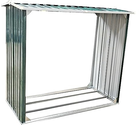 ESTEXO Brennholzunterstand Holzunterstand Brennholz 172x91x154 cm Regal Lager Unterstand Holz Metall Holzregal Holzlager Brenholzlager Brennholzregal Spitzdach Grün