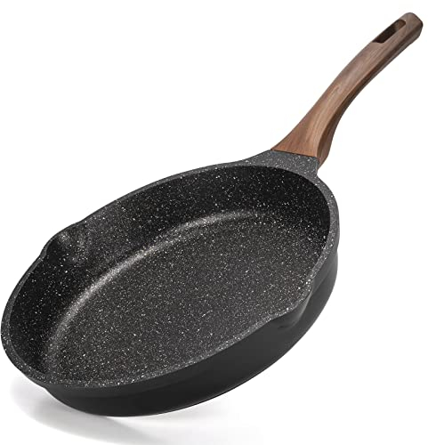 ZUOFENG Nonstick Frying Pan Skillet 24CM, Stone Pans Cookware Granite Coating, Non-Stick Saucepans Omelette Induction Pans