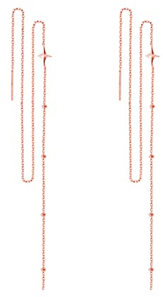 SLUYNZ 925 Sterling Silber Stern Ohrringe Kette für Damen Lange Ohrringe Hängend Doppel Piercing Ohrstecker