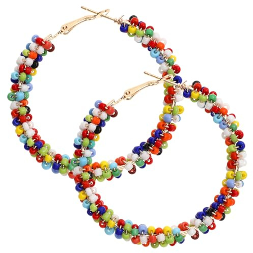 Holibanna Böhmische Perlen Ohrringe Damen Bunte Lange Ohrhänger Statement Schmuck Für Party Geburtstag Jubiläum Mode Accessoire
