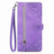 NEXCURIO Zip Wallet Case Compatible with Samsung Galaxy A22 5G Phone Case Wallet with Credit Card Holder Strap Stand Women Leather Flip Case Floral Folding Cover Shockproof - Purple