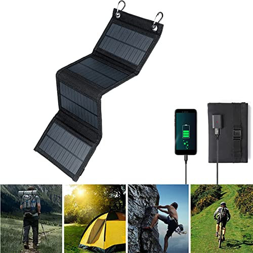 QJJML Chargeur Solaire Portable, Chargeur De Panneau Solaire Pliable USB 5v 2a, Chargeur De Téléphone Solaire étanche Ip65, Kit d'urgence pour équipement De Survie en Camping