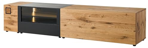 MASSIVMOEBEL24.DE | KITZBÜHEL Lowboard 2 Wildeiche Natur geölt/lackiert - Verschiedene Größen, Farbe:Natur geölt/lackiert, Größe:250x52x52 cm (BxTxH)