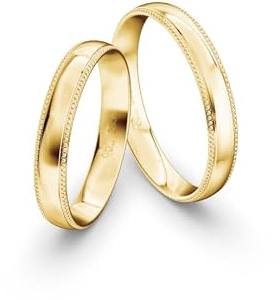 JC Trauringe | Paarringe | Traumhafte Eheringe 3,5 mm breit I 333 Gold Poliert I Verlobungsringe Partnerringe Gelbgold mit Gravur in edler Schatulle I 2 Hochzeitsringe | Ringe ohne Stein I NT05