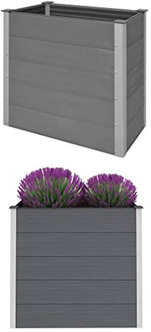 Hommdiy Garten-Hochbeet WPC,Pflanzkasten Blumenkasten Gemüsebeet Pflanzkübel Gartenbeet Pflanzbeet (Grau-100 x 50 x 91 cm)