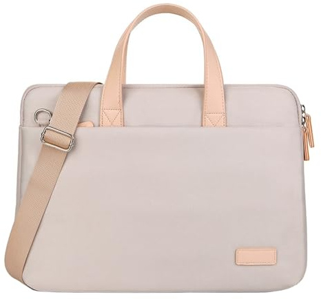Aliuciku Laptop Borsa A Tracolla Per PC Portatile Notebook, Borsa Computer Donna Messenger Porta PC Borsa Per Laptop (Color : Beige, Size : 15.6 inch)