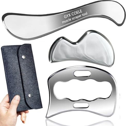 GYX COELE 304 Stainless Steel Muscle Scraper Tool Set,IASTM Tool, Soft Tissue Therapy Used for Arms, Back, Legs,Shoulder Reduce Muscle Soreness (3PCS Set)