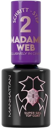 Manhattan SUPER GEL Nagellack Madame Web TOP COAT, Maniküre Effekt ganz ohne UV Licht, Durchsichtiger Überlack mit bis zu 14 Tagen Halt