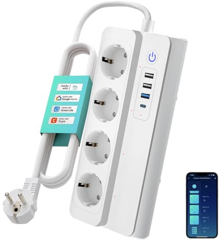 UseeLink WLAN Intelligente Steckdosenleiste 16A, mit 4 AC-Ausgänge und 2 USB-Anschlüsse, kompatibel mit Alexa, Google Assistant, Fernsteuerung und Überspannschutz (Zigbee Steckdosenleiste)