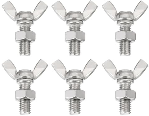 sourcing map 6 Stück M8-1,25 x 20 mm Flügelschrauben mit 6 Muttern, 304 Edelstahl, Flügelschraube, Daumen-Handschrauben, Schmetterlingsschrauben