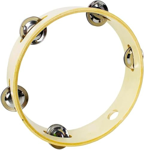 ROCKSTAR - Pandereta de Mano en Madera T0805 de 8 (20cm) con 5 Pares Sonajas de Metal. Corona sin Parche, Instrumento Musical de Percusión Pandereta para Juegos, Escuelas Fiestas