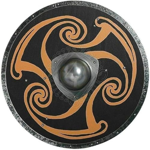 Bouclier rond médiéval Viking Unique Antique Design Bouclier en bois 61 cm Cadeau, Conforme à l'image, Medium