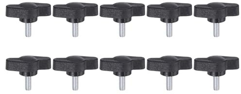 QUARKZMAN 10 Pezzi Manopole Aletta T Viti Testa Zigrinata M4 x 10mm Filettatura Maschio Standard Manopole T/Z Plastica Maniglie Regolabili Manopole Serraggio Mano Vite Testa Zigrinata, Nero