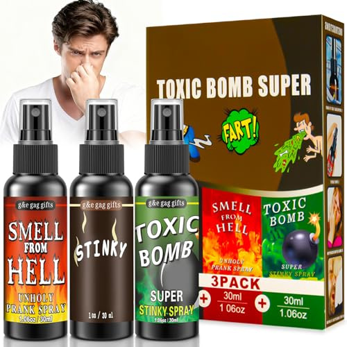 ELF-GRETTER Spray Fetido Bombas Fetidas - 3 Pieza Fart Spray Articulos De Broma Pedos, Bombas Fetidas Super Potentes para Carnaval y Halloween
