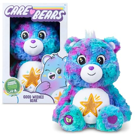 Care Bears Basic Fun Good Wishes Medium Plush Toy 35 cm – Soft, Fluffy Plush with Dazzling Belly Badge for Girls and Boys Aged 4+
