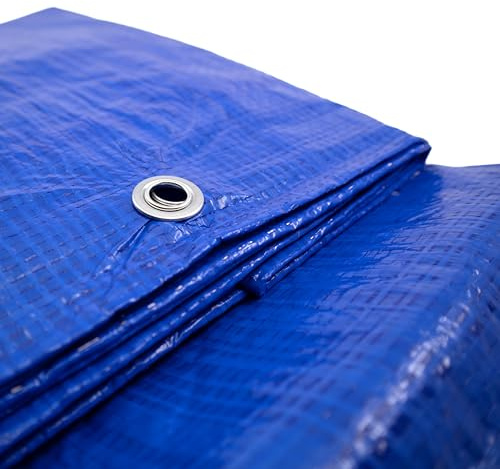 Abdeckplane 3 x 4m BLAU Wasserdicht + 1x Bildmagnet! Gewebeplane mit Ösen Gartenplane Tarnplane Plane für Outdoor & Garten Holz Gartenmöbel Camping 300 x 400 cm Gewächshausplane Zeltplane