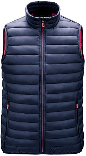 Herren Winterjacke Sale Steppweste Herren Leichte Bequem Herren Weste Stehkragen Outdoor Jacke Outdoorweste Einschubtaschen Ärmellos Jacke Übergangswesten Für Männer Daunenweste(Dunkelblau,L)
