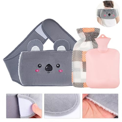 SANHIGHEND 3 Piece Set Hot Water Bottle Belt Waist Cover,Wearable Long Hot Water Bottle with Cover,Soft Plush Hand Waist Warmer Cover,Hot Water Bag for Pain Relief,Neck,Shoulder,Back,Legs,Waist Warm