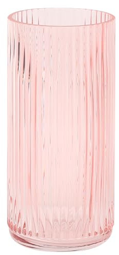 KAYLETIN vase en verre côtelé rose, moderne, pour bouquet, salon, salle de bain, table à manger, bureau, mariage, 20 cm