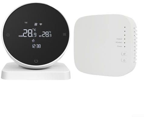 Honseadek Termostato inalámbrico montado en la pared, termostato de caldera inteligente para calefacción de agua, programable y control remoto por Tuya (WIFI)