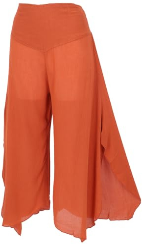 GURU SHOP Palazzobyxor, vida boho-sommarbyxor, vida byxkjol – rostorange dam, dam, Rost orange, 38
