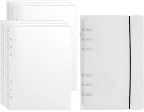 FSSTUD 60 Blatt Plastikfolie Protektoren Klare Binder Taschen Karteikartenbinder Halter Rezeptkarte Seitenschutz mit A6 Nachfüllbar 6 Ringbuch Klare Plastikhüllen für Postkarten