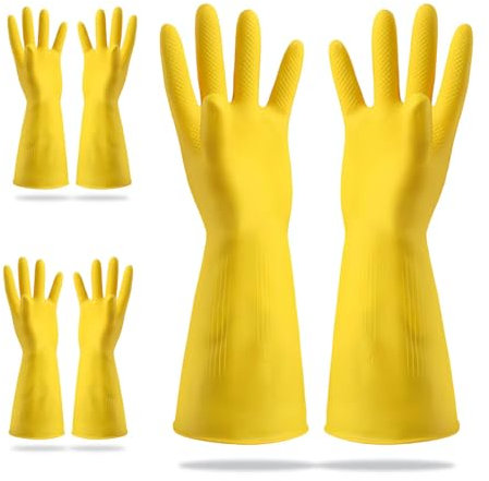 suuosl 3 Pairs Washing Up Gloves Large Reusable Waterproof Latex, Rubber Cleaning Gloves, Non-Slip Dishwashing for Kitchen, Cleaning, Dishwashing, Laundry, Durable Protective for Everyday Use