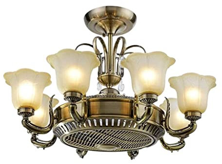 MCLIUJIA Ceiling Fan with Lighting 8 Heads Glass Ceiling Fan Room Fan Lamp Ceiling Fan Light Remote Control Retro Simple Style Restaurant Living Room Fan Lamp Ceiling
