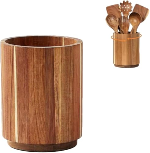 Ahhzyys Ustensile en Bois pour comptoir de Cuisine, Organisateur de Vaisselle en Bois Rotatif à 360°, Grand Pot antidérapant pour comptoir, capacité