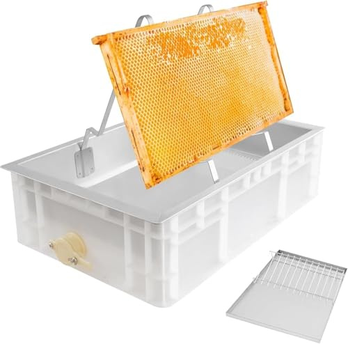 Honigernte-Sammelwerkzeug-Set, Edelstahl, Imkerei, Entdeckelstation mit einfachem Ausguss und feinem Filter, Honigextraktor-Siebausrüstung, für verschiedene Bienenrahmen, N