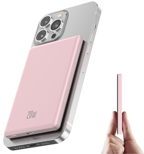 Ultra Slim Power Bank per MagSafe, Wireless PowerBank Magnetico 5000mAh, 20W Ricarica Rapida Caricatore Portatile per iPhone 16/15/14/13/12/Pro/Plus/Max Series, Batteria Portatile Nero 2025
