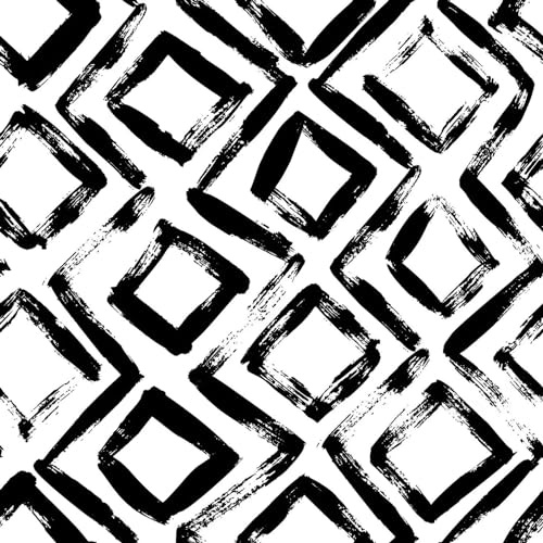 Yumeihoe Modern Rectangle Peel and Stick Wallpaper Geometric Wallpaper | Black White Removable Contact Paper Vinyl Self Adhesive Wall Paper for Bedroom Living Room Bathroom 17.7x118