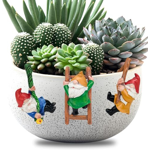 3 Pcs Climbing Gnomes Tree Faces Decor Garden Gnomes Statue Outdoor Yard Flower Pot Hugger Landscape Dwarf Elf Fairy Garden Micro Landscape Flowerpot Hanging Resin Figurine Pendant Ornaments