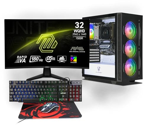 Ankermann Aero Gaming Bundle | Intel Core i7-13700F | Nvidia GeForce RTX 5070 12GB | 32GB DDR5 RAM | 1TB NVMe SSD | Windows 11 | WiFi & Bluetooth | MSI MAG 32 Curved WQHD Gaming Monitor | Ultron HAWK