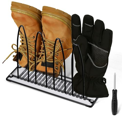 Enhon Metal Shoe Drying Rack, Boot, and Glove Dryer Rack for Shoes Inside Drying (Black)